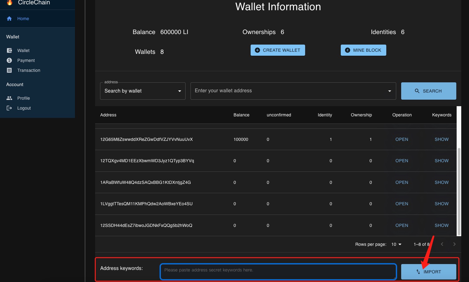 import wallet